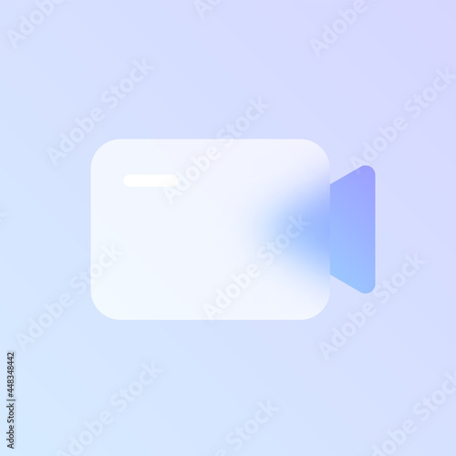 video camera glass morphism trendy style icon. video camera transparent glass color icon with blur and purple gradient. for web and ui design, mobile apps and promo business polygraphy