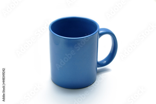 Empty blue mug on a white background
