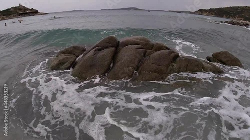 Sea waves crashing on the rocks