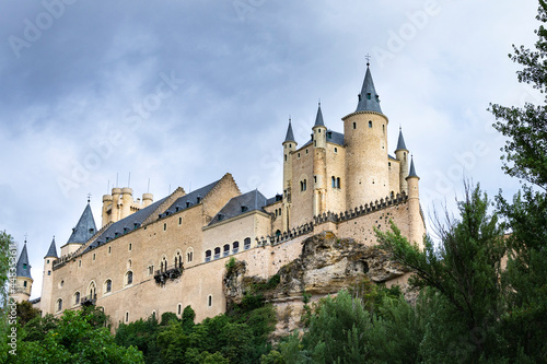 The Alcazar of Segovia  a fairy castle in Castilla Le  n  Spain. Unesco world heritage. Castilian Gothic style castle. Landscape photography
