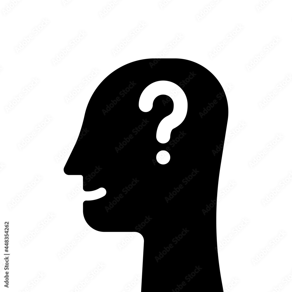 abstract black simple head like doubt icon