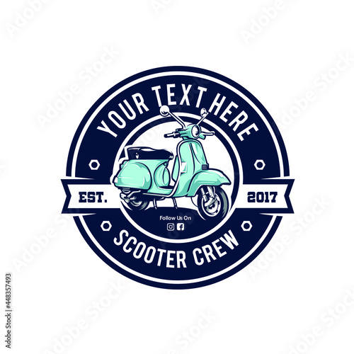 Scooter Club Premium Logo Vector Circle Bold Emblem Isolated. Ready Made Logo Template Set Vector