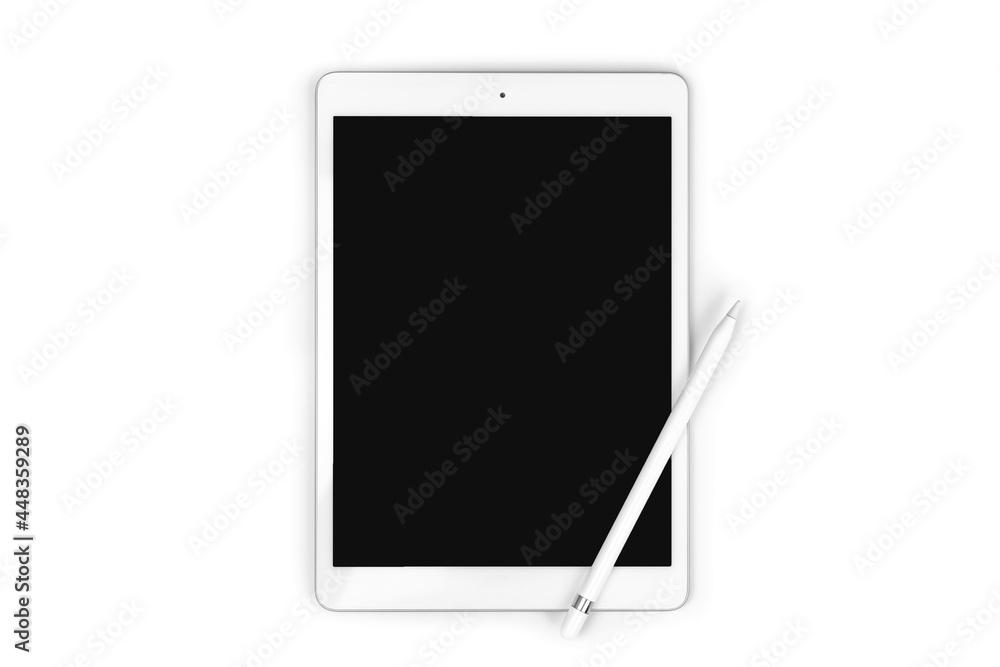 Digital tablet with pencil for freelancer and artist, isolated on a white background mockup and template image with copy space photo Digital tablet with pencil for freelancer and artist, isolated on a white background mockup and template image with copy space photo