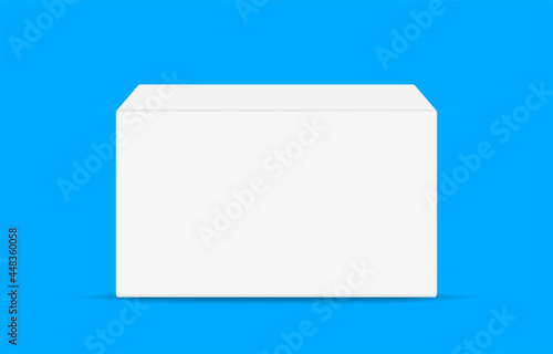 white box for packaging product, soap box wrapping mockup in front, cardboard box blank isolated on light blue