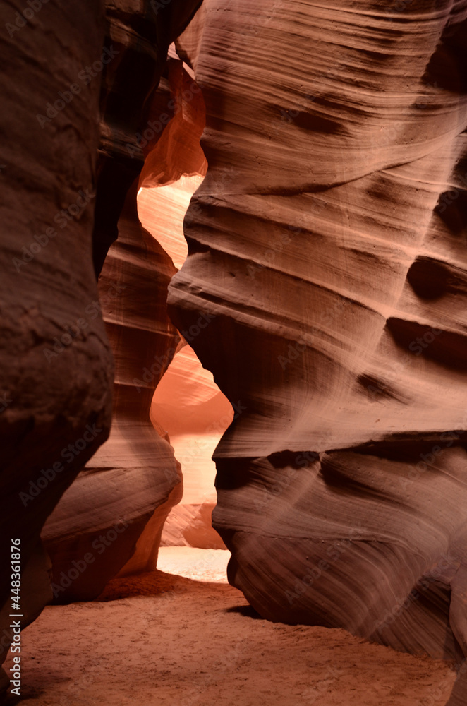 Carved Walls of a Red Sandstone Slot Canyon