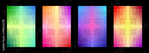 Colorful pattern background set. Abstract geometric shape. Gradient square triangle. Template design for publications, cover, poster, flyer, brochure, banner, wall. Vector illustration.