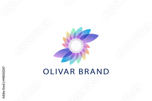 Letter O creative 3d colorful ornamental abstract flower logo