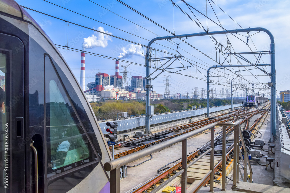 Fototapeta premium Shanghai Metro Line 10 Trains