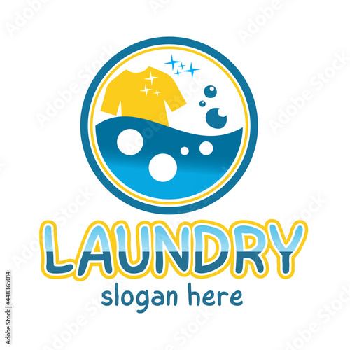 laundry icon logo design washing machine with bubbles for business clothes wash cleans modern template