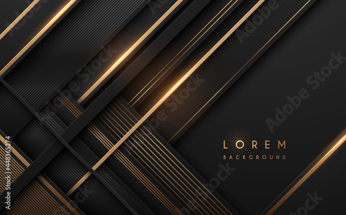 Abstract black and gold lines and shapes background
