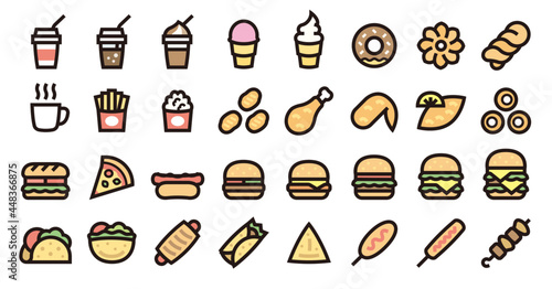 Fast Food Icon Set (Bold outline Color version)