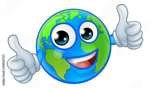 Earth Globe World Cartoon Character Mascot