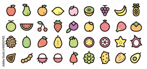 Fruit Icon Set (Bold outline Color version)