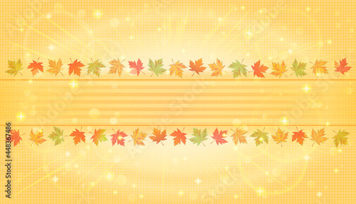 Horizontal autumn background with fallen maple leaves