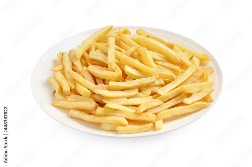 Yummy golden French fries on white background Yummy golden French fries on white background