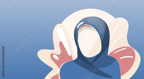 Abstract muslim woman in hijab. Flat concept vector illustration.