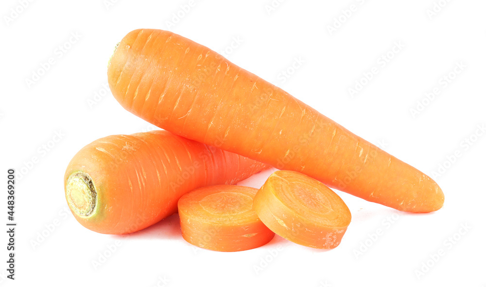 Fresh Carrots with sliced isolated on white background. Fresh Carrots with sliced isolated on white background.