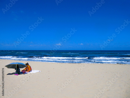Platamona beach in summer 2021  Gulf of Asinara  Sassari  Sardinia  Italy  Europe
