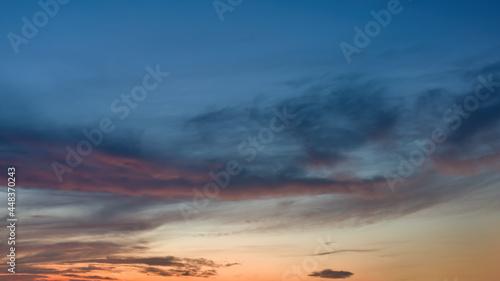 Fototapeta Naklejka Na Ścianę i Meble -  Summer evening sky just after sunset. Long exposure, shallow depth of field.	

