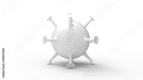 3D rendering of a virus microbe particle covid 19 disease germ, isolated on white background