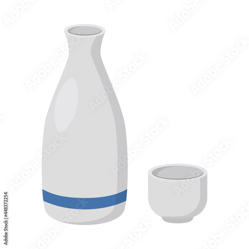 日本酒の徳利とお猪口　Japanese Sake Vector Illustration