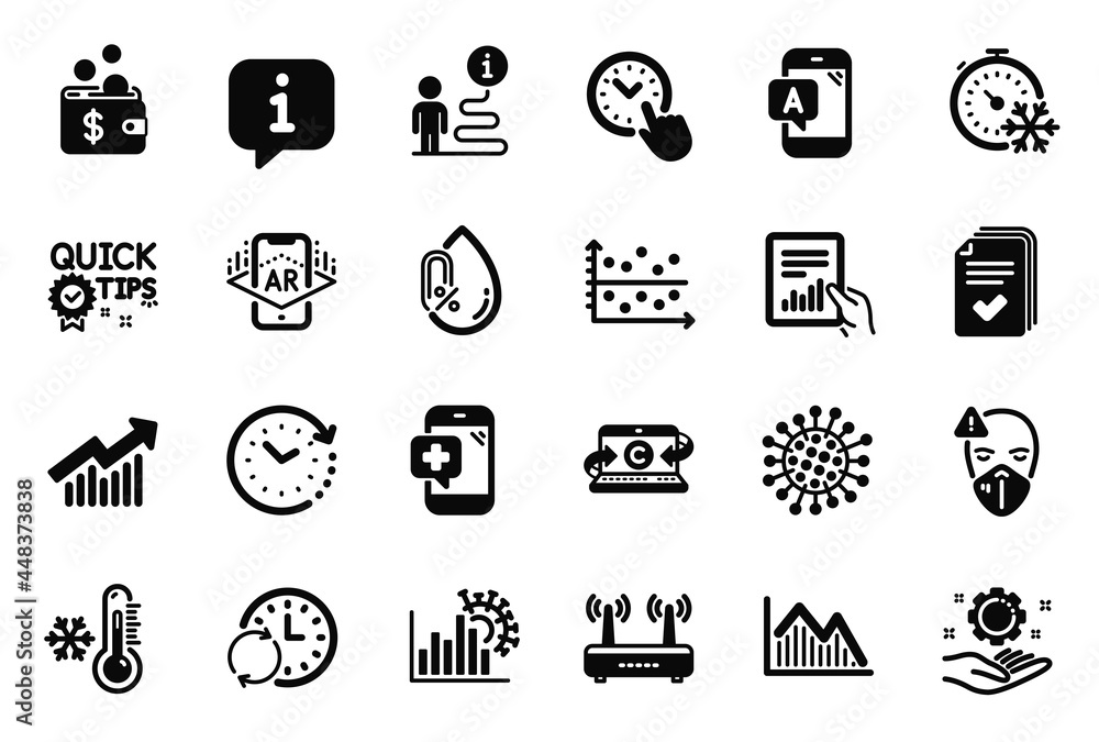 Vector Set of Science icons related to Document, Coronavirus statistics and Investment graph icons. Quick tips, Time change and Handout signs. Freezing timer, Coronavirus and Medical mask. Vector Vector Set of Science icons related to Document, Coronavirus statistics and Investment graph icons. Quick tips, Time change and Handout signs. Freezing timer, Coronavirus and Medical mask. Vector