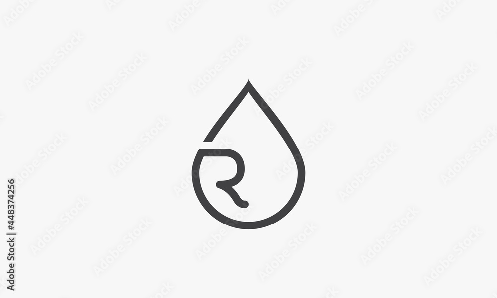 R letter logo water drop concept isolated on white background. R letter logo water drop concept isolated on white background.