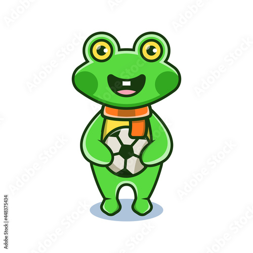 cute frog cartoon animal holding ball