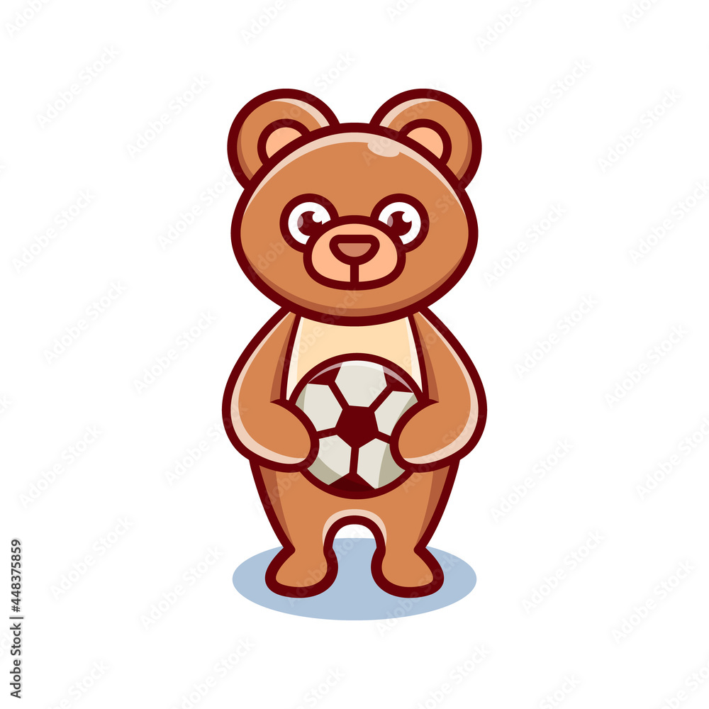 Obraz premium cute bear cartoon animal holding a ball