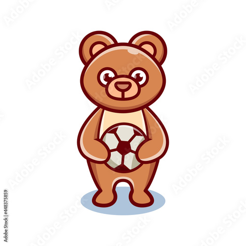 cute bear cartoon animal holding a ball