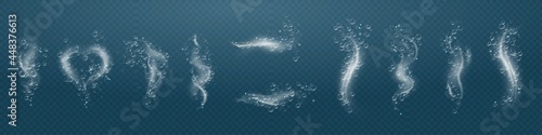 Set of bubbles under water isolated vector illustration on transparent background. Bubble fizz air.