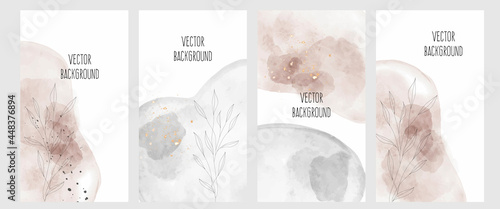 Set of vector universal backgrounds with watercolour shapes copy space for text. Design for social media, story, card, invitation, feed post.