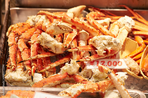 Snow crabs displayed in a traditional market 