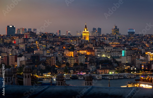 Beyoglu and Galata tower at sunset. Istanbul  Turkey