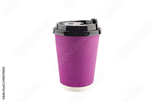 purple paper coffee cup isolate