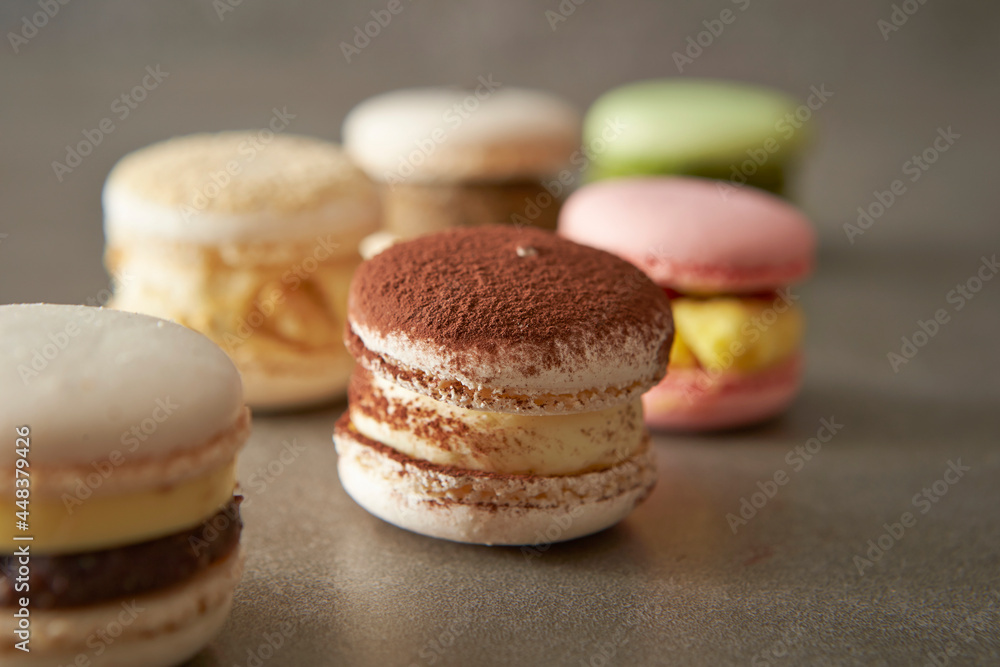 colorful macaroons on a table colorful macaroons on a table