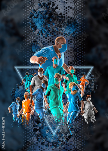 3D illustration Nursing Staff Avengers 2