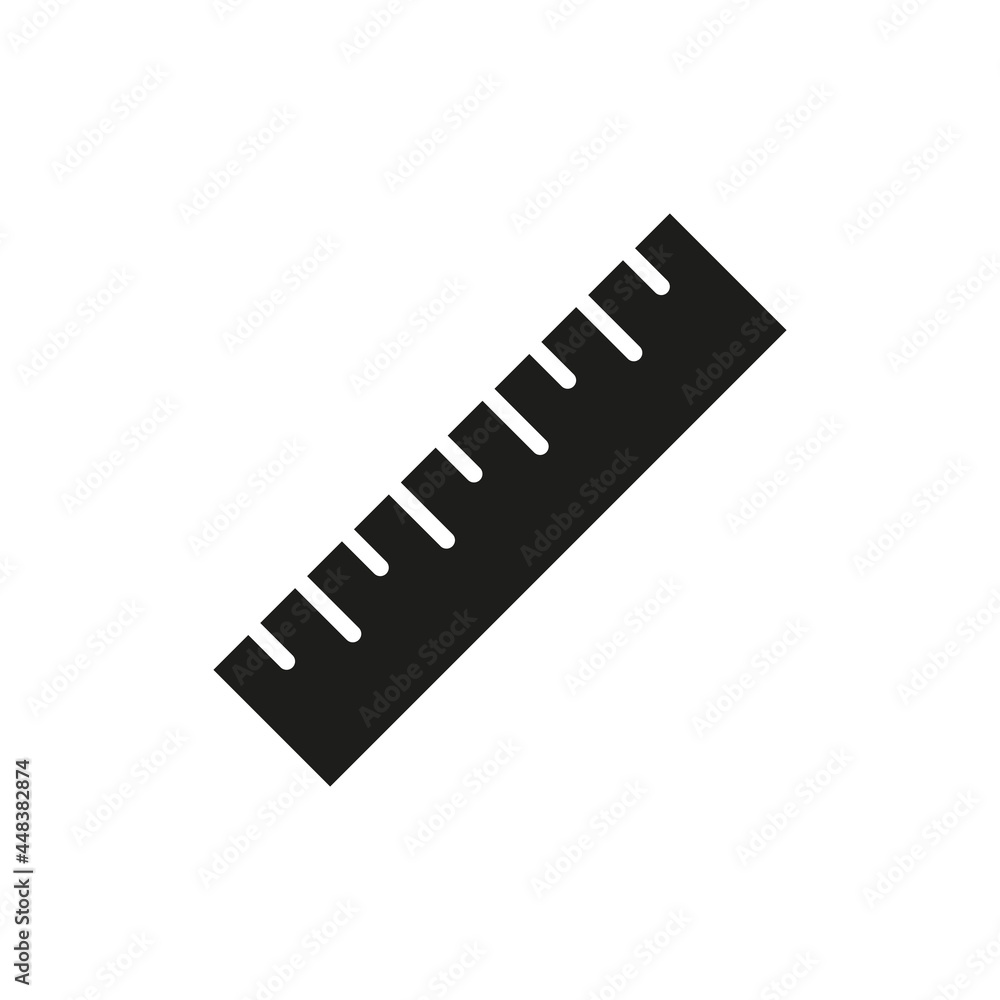 Ruler icon. Measure black silhouette instrument. Vector illustration isolated