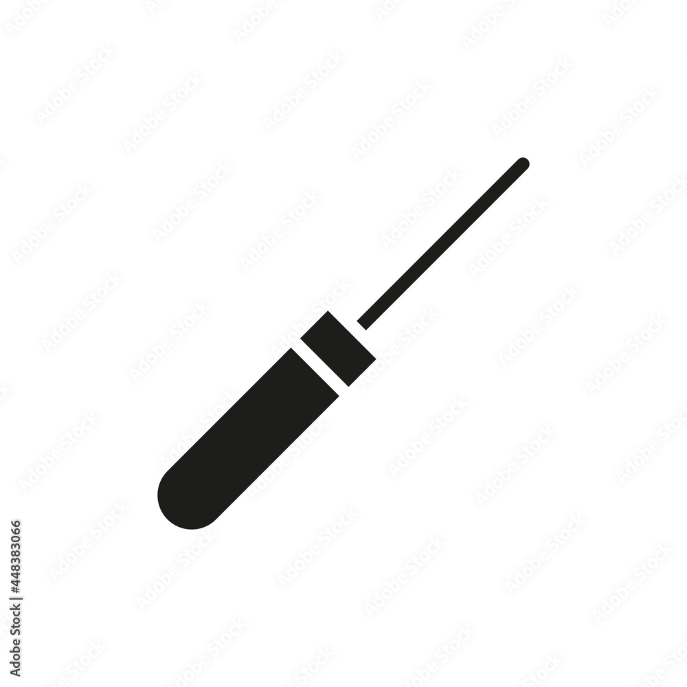 Awl line icon. Black silhouette repair work tool. Shoe repair awl outline symbol. Vector isolated on white. Awl line icon. Black silhouette repair work tool. Shoe repair awl outline symbol. Vector isolated on white.