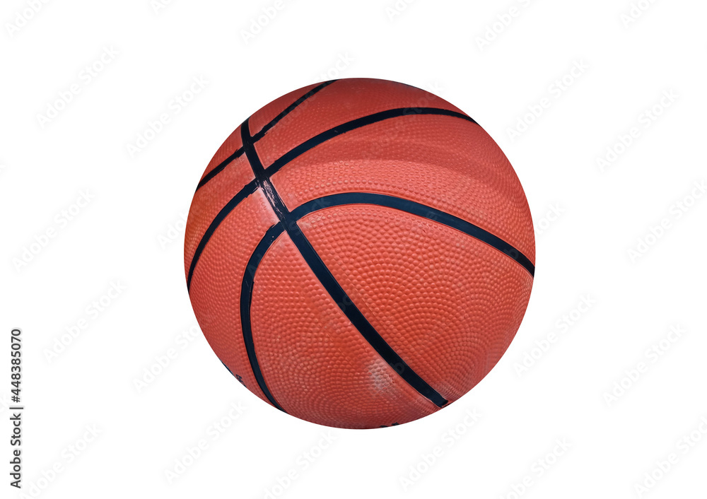 Fototapeta premium Single new basketball isolated on white background for stock photo, match play, team, sport equipment