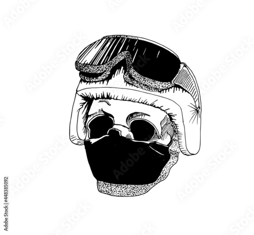 Scull in the modern helmet 