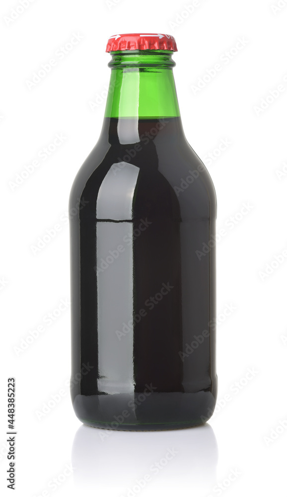 Small green glass bottle of juice Small green glass bottle of juice