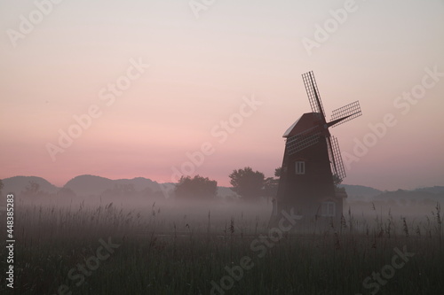 windmill at sunset