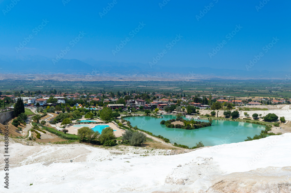 Pamukkale, Turkey - one of the most famous attractions of Turkey, Pamukkale is a Unesco World Heritage site. Here in particular the white travertine terraces