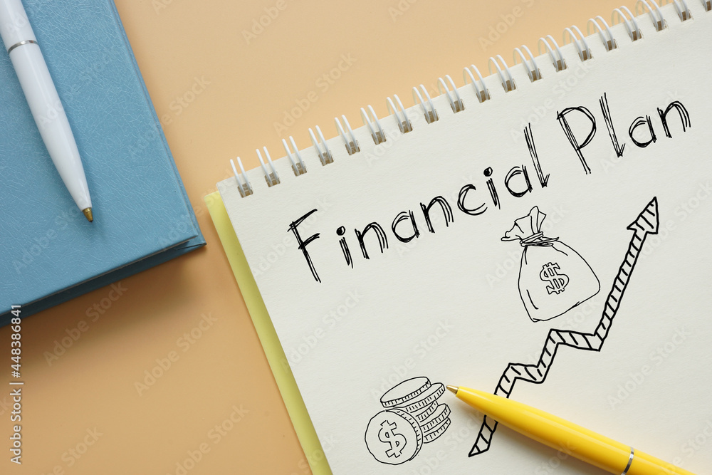 Financial Plan is shown on the business photo using the text Financial Plan is shown on the business photo using the text