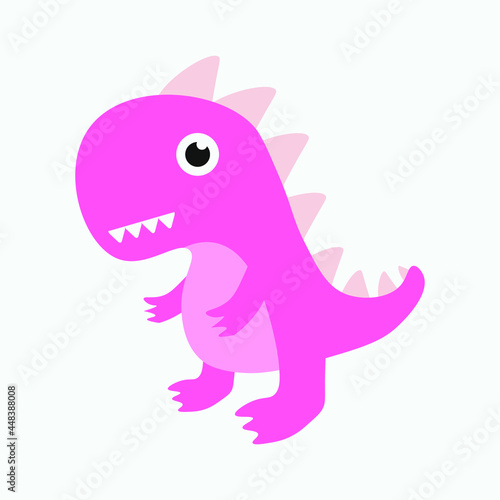 little cute pink dino. Vector illustration. print design with cute dinosaur drawn as vector