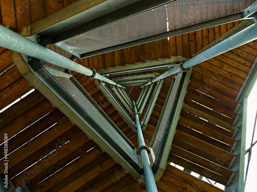 lookout tower. Low angle view of lookout tower. unconventional point of view
