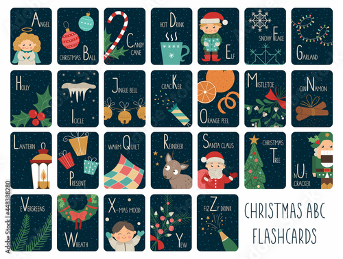Tableau sur toile Christmas alphabet cards for children