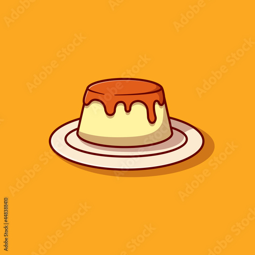pudding with blueberry sauce vector illustration design