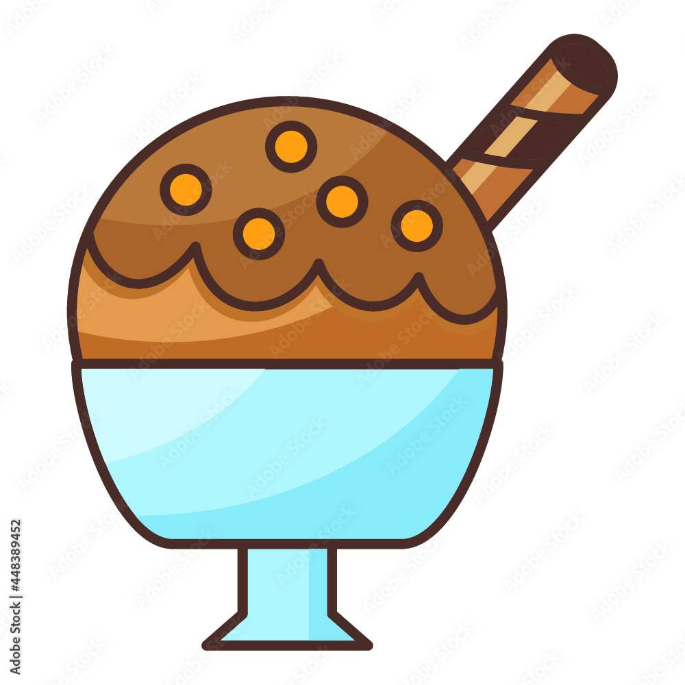 Chocolate astor ice cream flat illustration Chocolate astor ice cream flat illustration